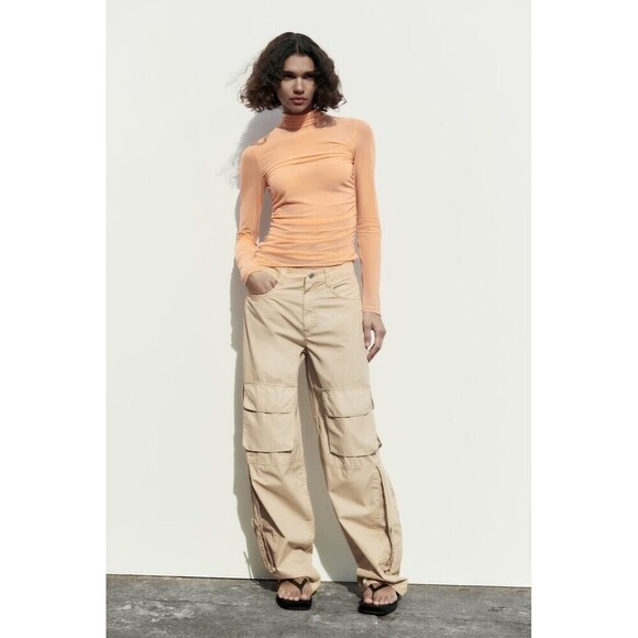 ZARA RUBBED TOP IN SEMI-TRANSPARENT FABRIC M - Picture 1 of 8